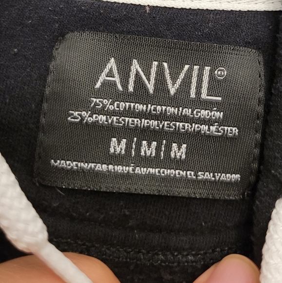 Black Full-Zip Hoodie w/  White Drawstring (Medium) - Picture 2 of 3